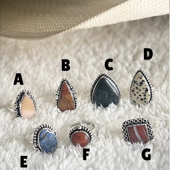 Chunky Gemstone Adjustable Rings, Various Options - Picture 2 of 3